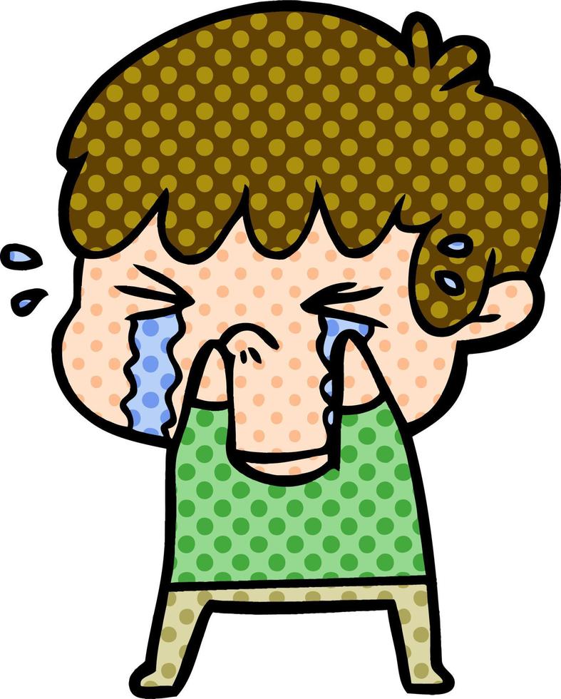 cartoon boy crying vector