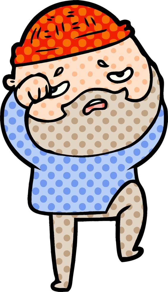 cartoon worried man with beard vector