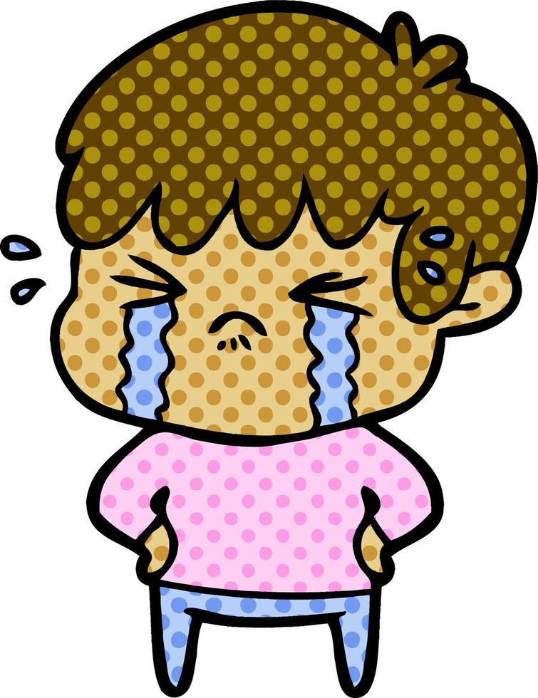 cartoon boy crying vector