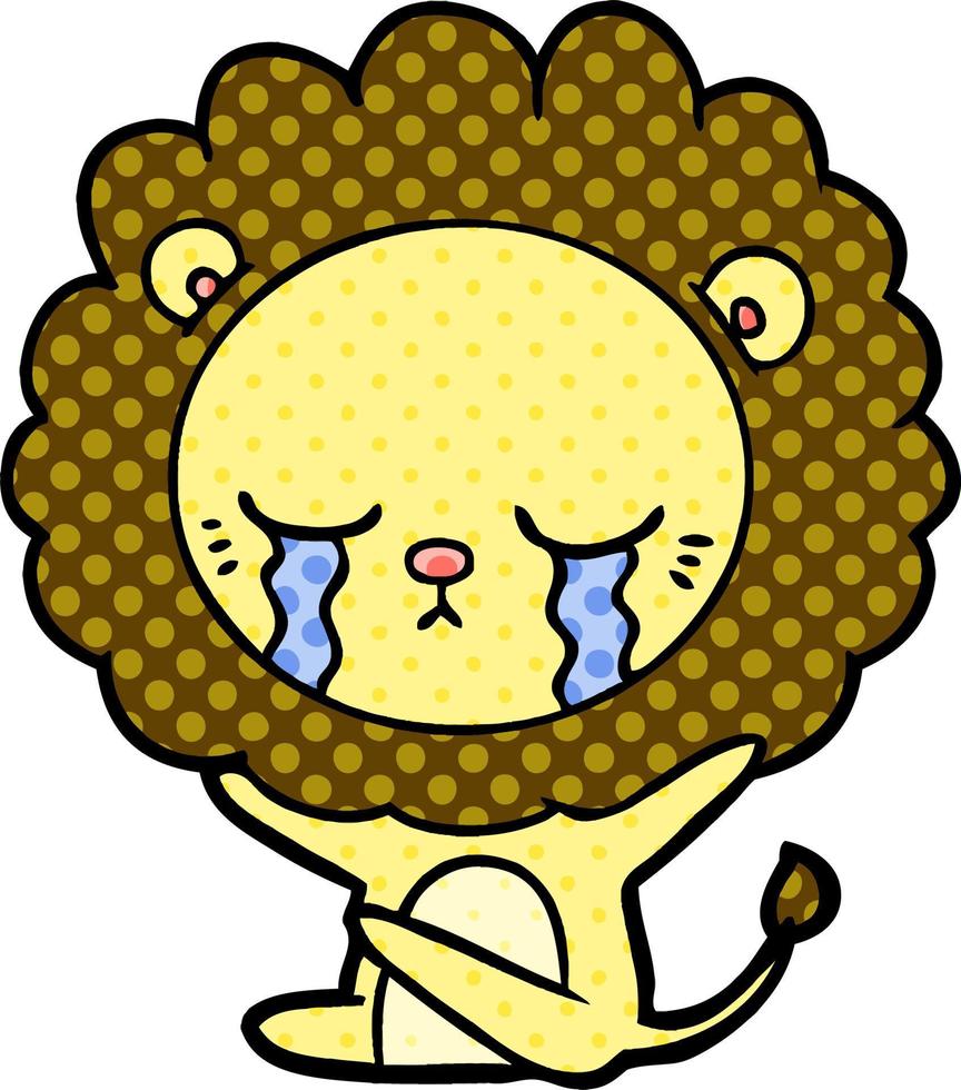 crying cartoon lion vector