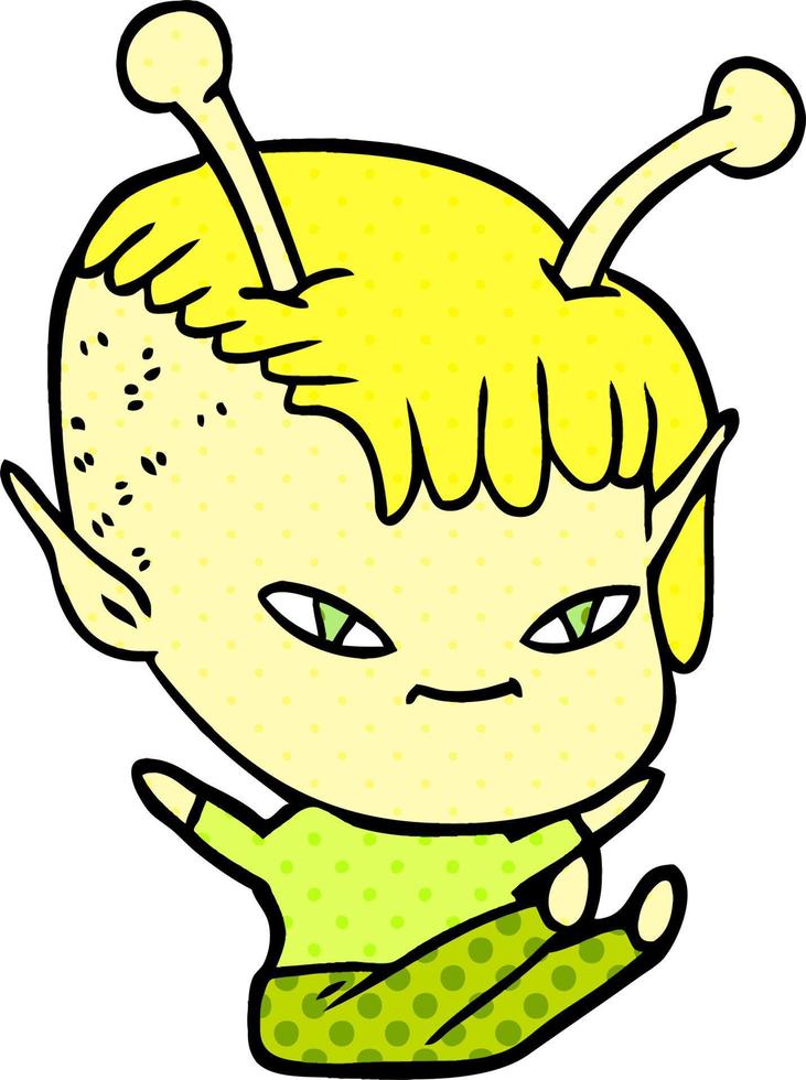 cute cartoon alien girl vector