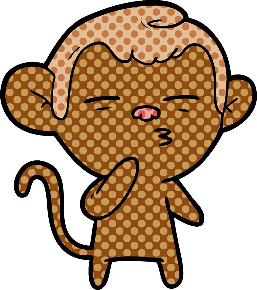 cartoon suspicious monkey vector