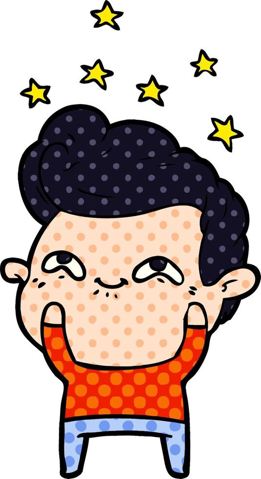 hombre emocionado de dibujos animados vector