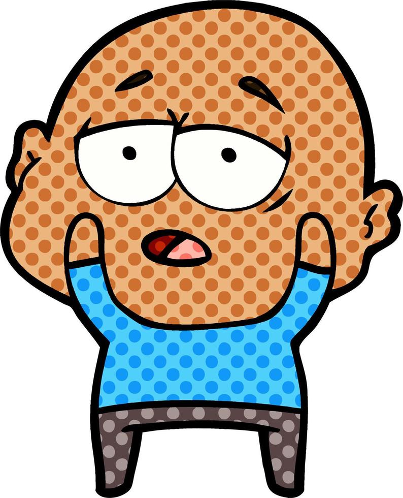 cartoon tired bald man vector