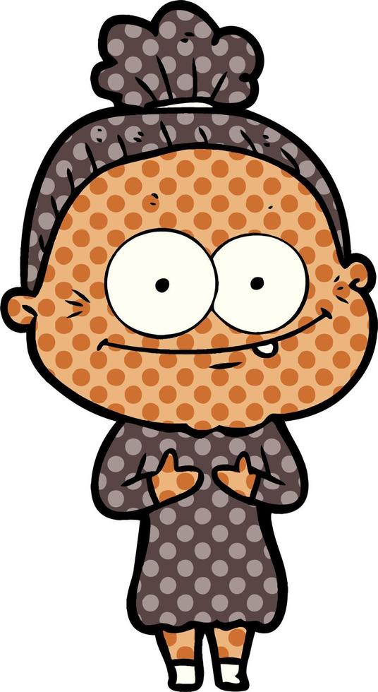 cartoon happy old woman vector