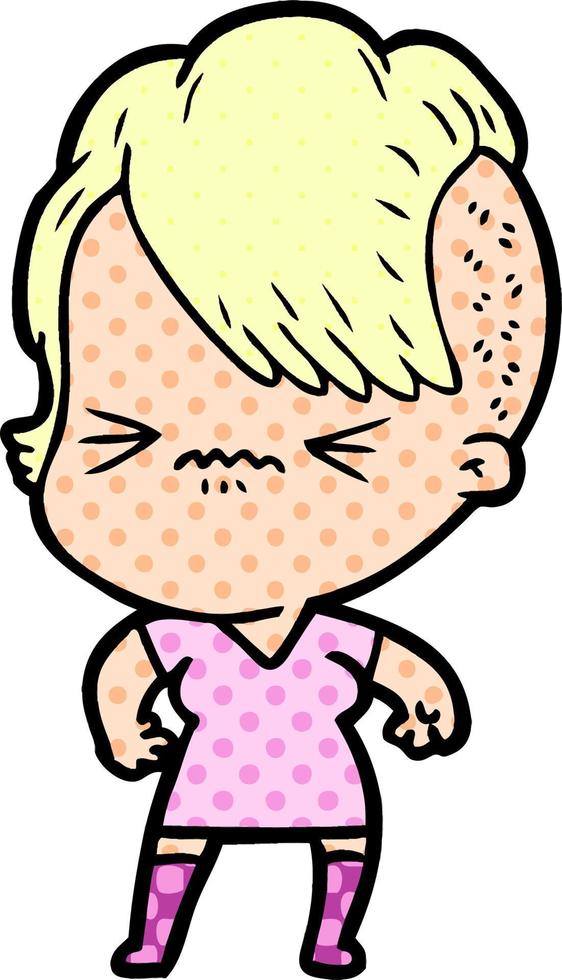 cartoon annoyed hipster girl vector