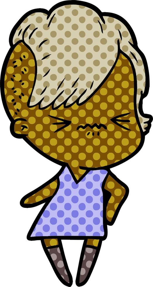 cartoon annoyed hipster girl vector