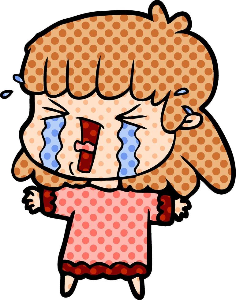 cartoon woman in tears vector