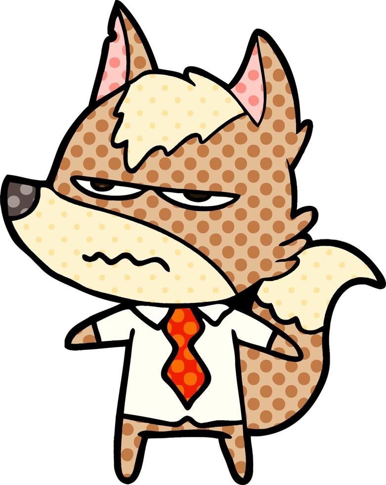 cartoon annoyed wolf vector