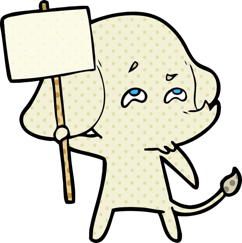 cartoon elephant with sign remembering vector
