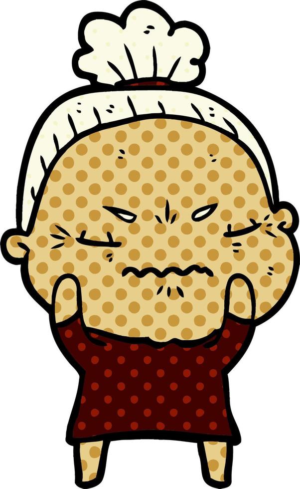 cartoon annoyed old lady vector