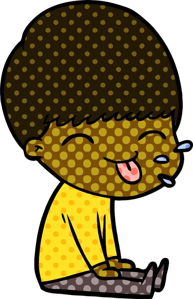 cartoon boy sticking out tongue vector