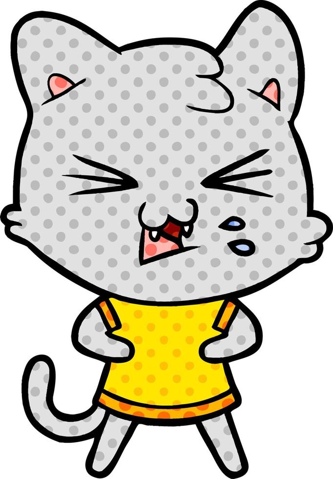 cartoon cat hissing vector