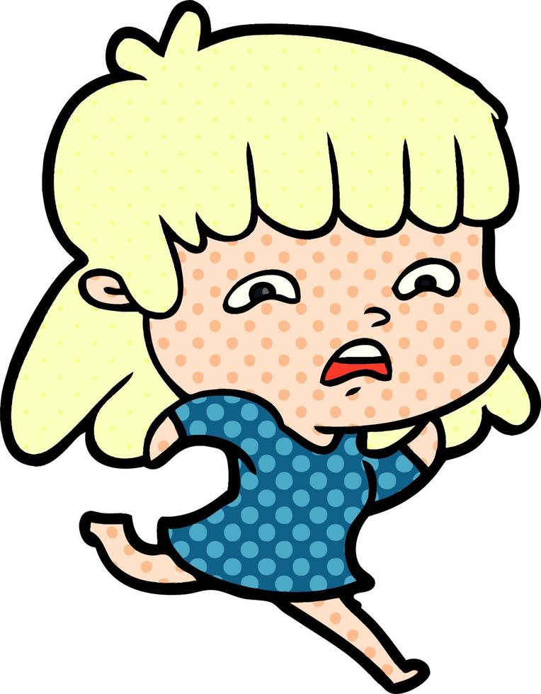 cartoon worried woman vector