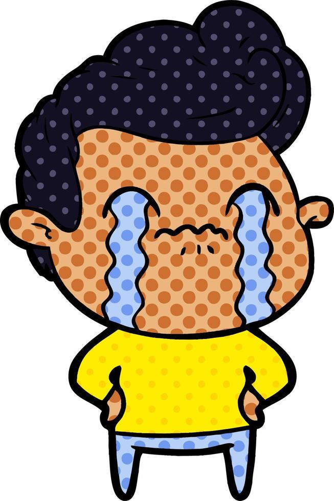 cartoon man crying vector