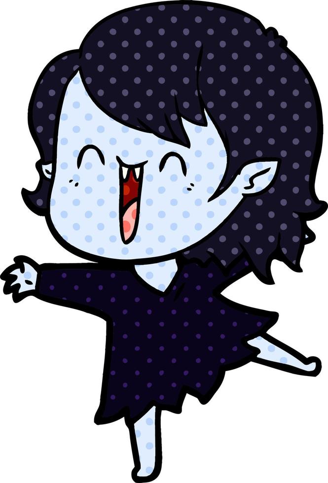 cute cartoon happy vampire girl vector