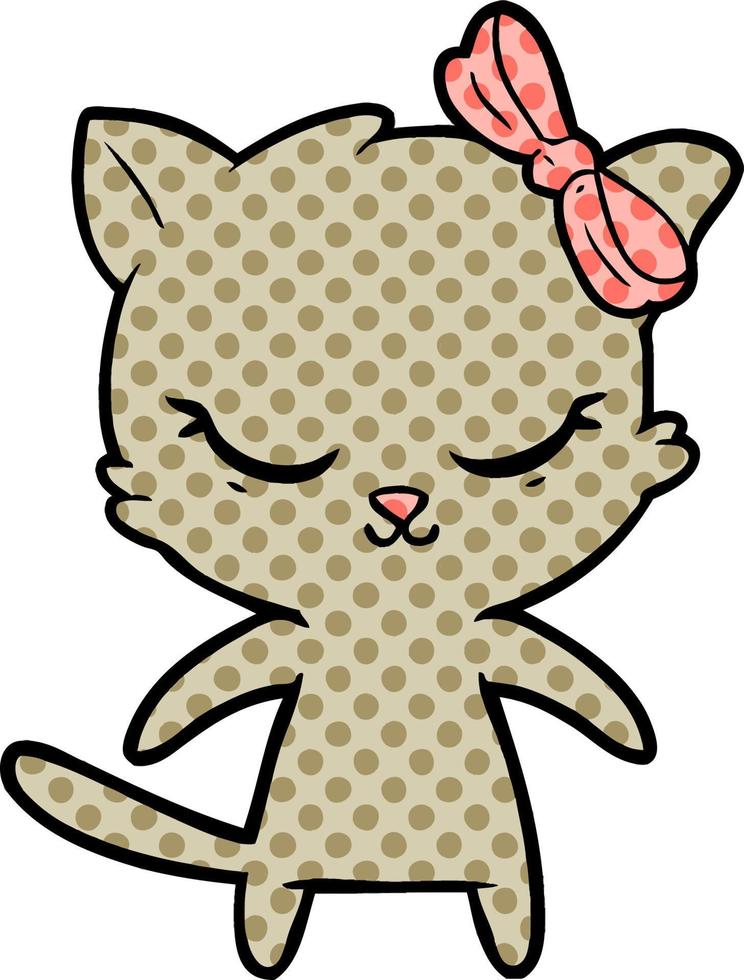 cute cartoon cat with bow vector