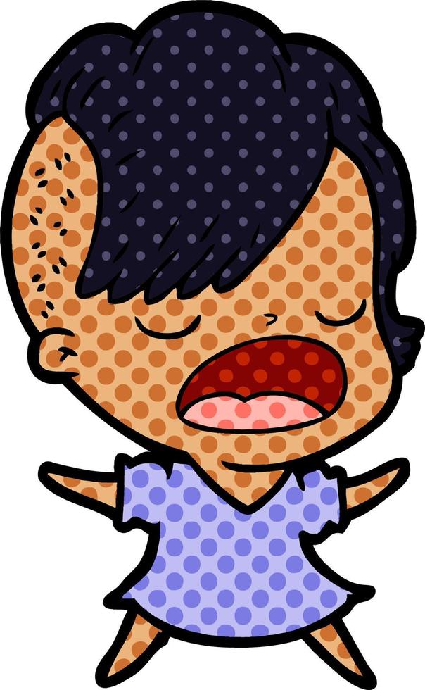 cartoon cool hipster girl talking vector