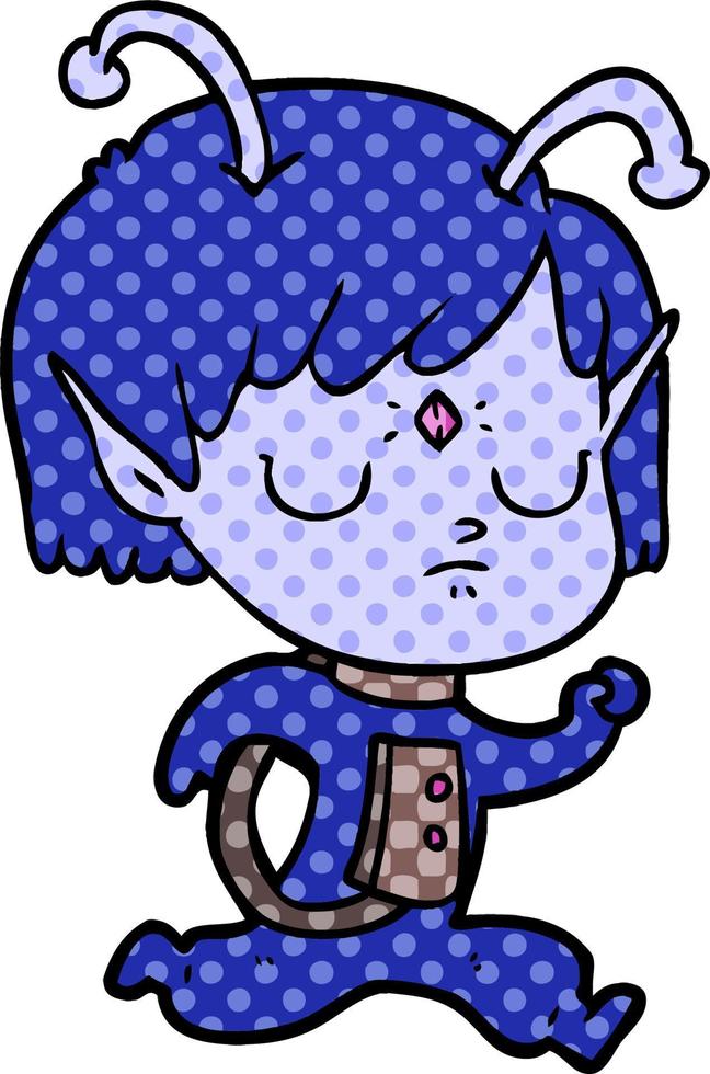 cartoon alien girl vector