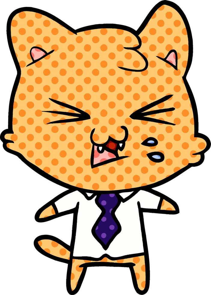 cartoon cat hissing vector
