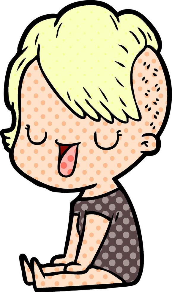 cute cartoon girl with hipster haircut vector