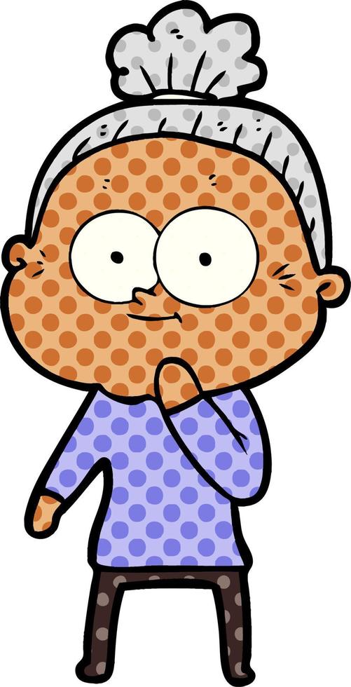 cartoon happy old woman vector