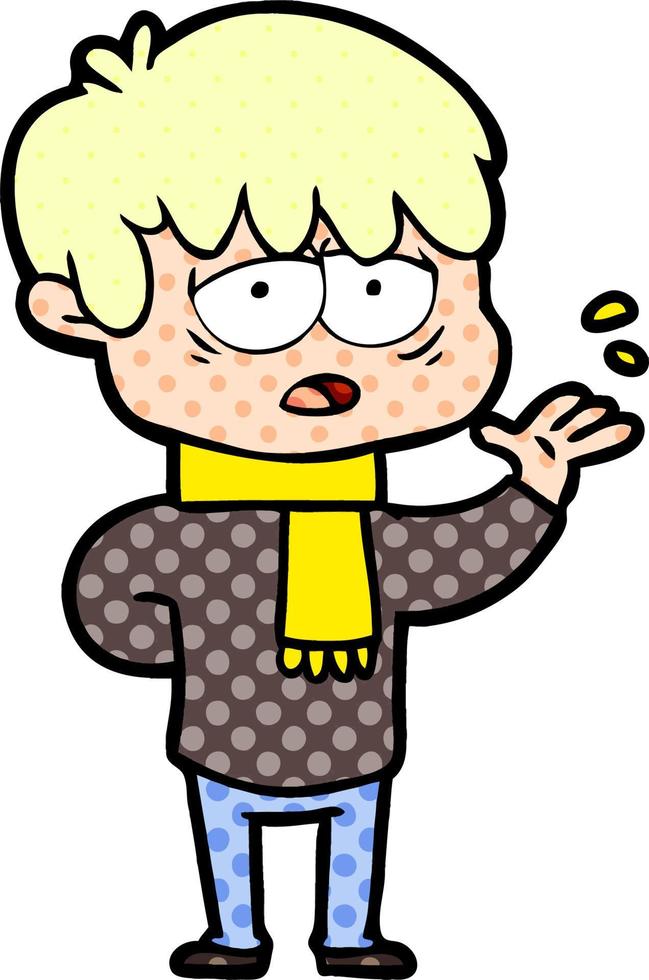 cartoon exhausted boy vector