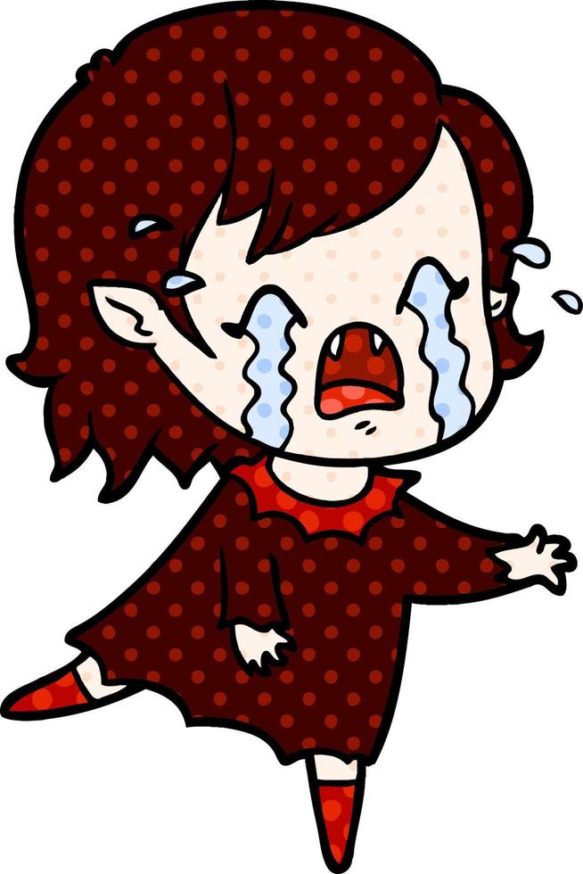 cartoon crying vampire girl vector