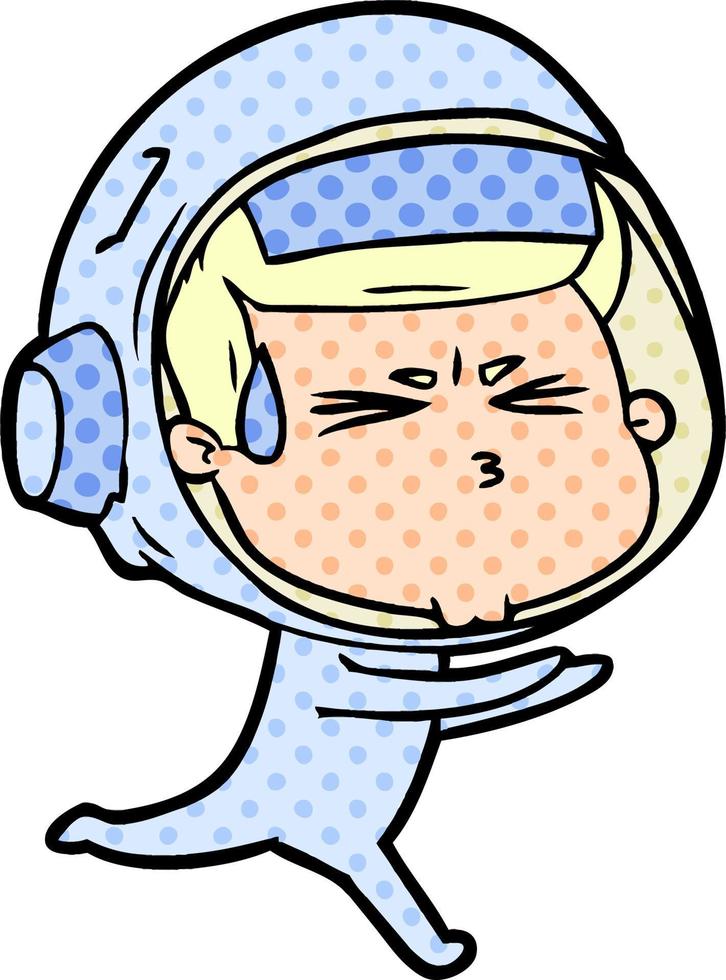 astronauta estresado de dibujos animados vector