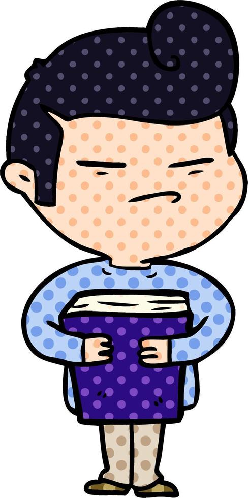 cartoon cool guy with fashion hair cut vector