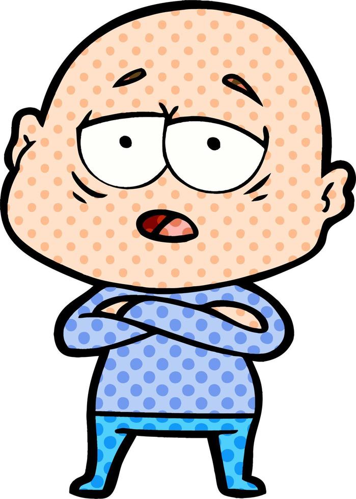 cartoon tired bald man vector