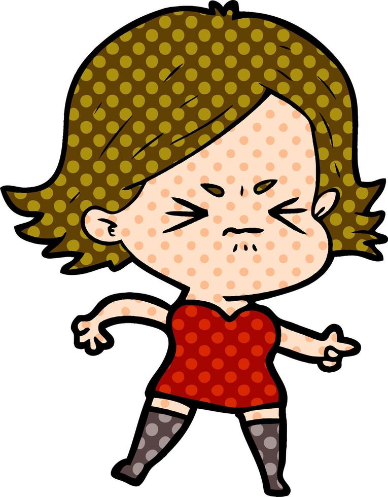cartoon angry girl vector