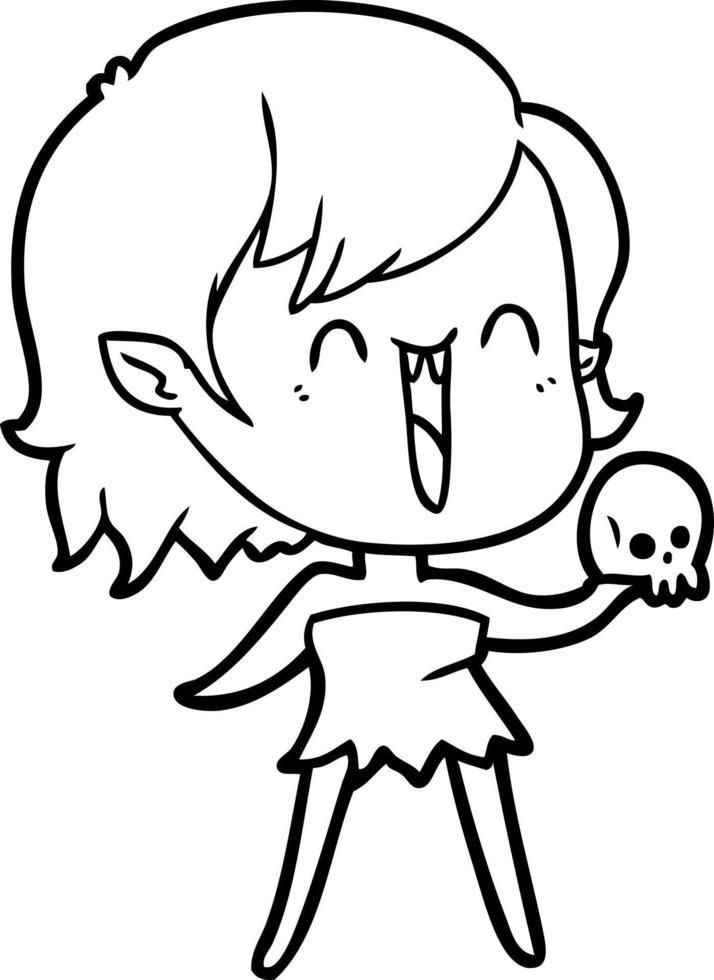 cute cartoon happy vampire girl vector