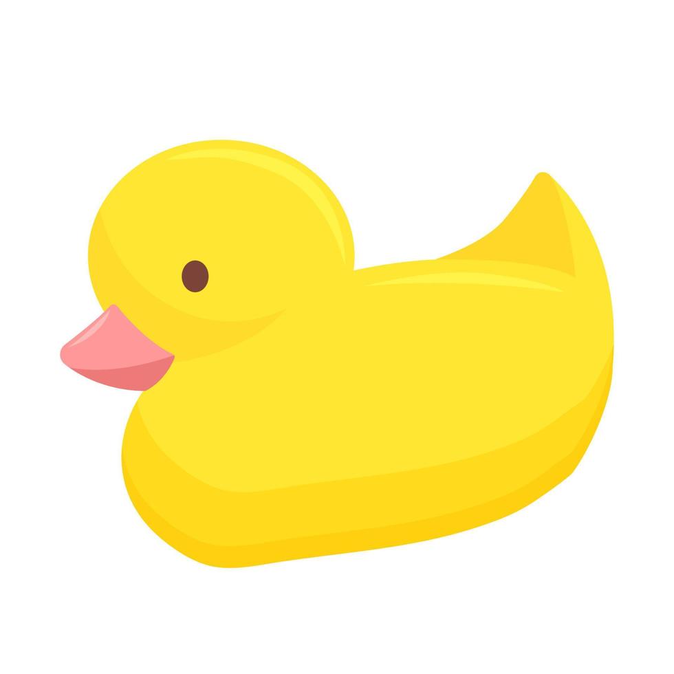 Yellow rubber duck isolated on white background. Vector Bath baby toy in cartoon style