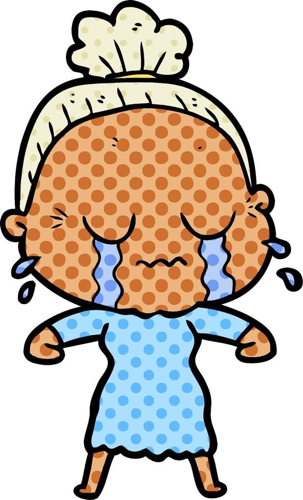cartoon crying old lady vector