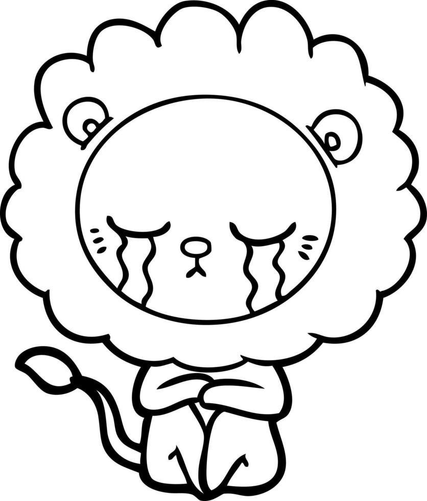 crying cartoon lion vector