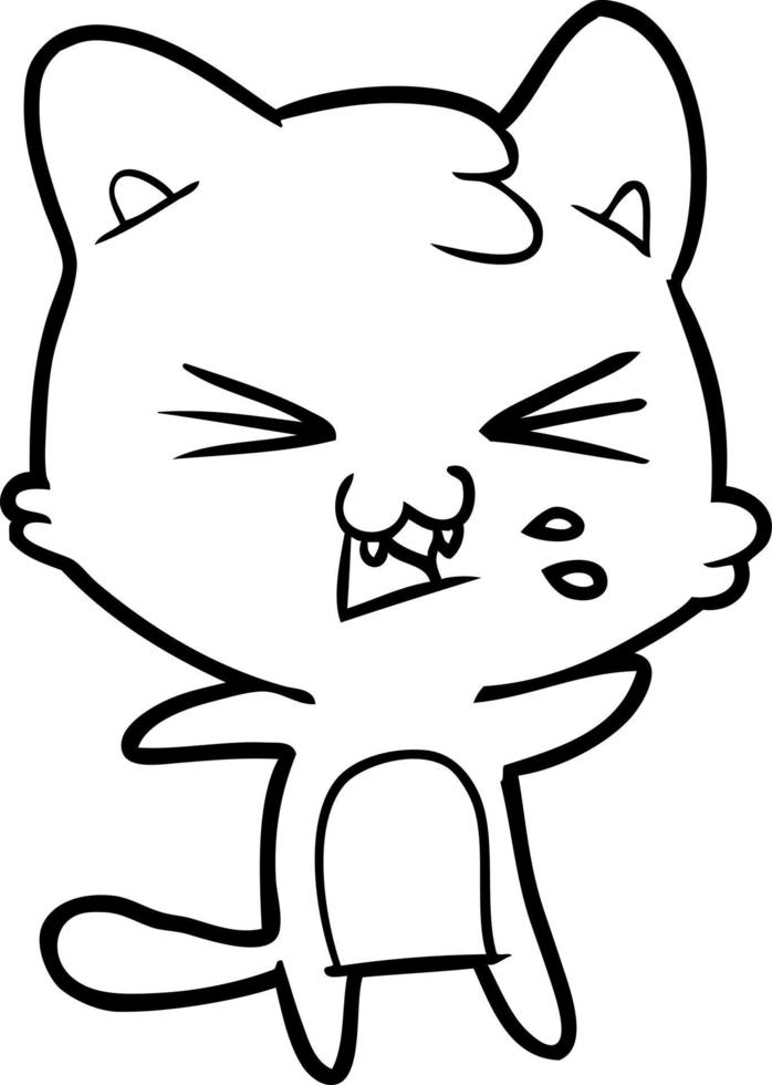 cartoon cat hissing vector