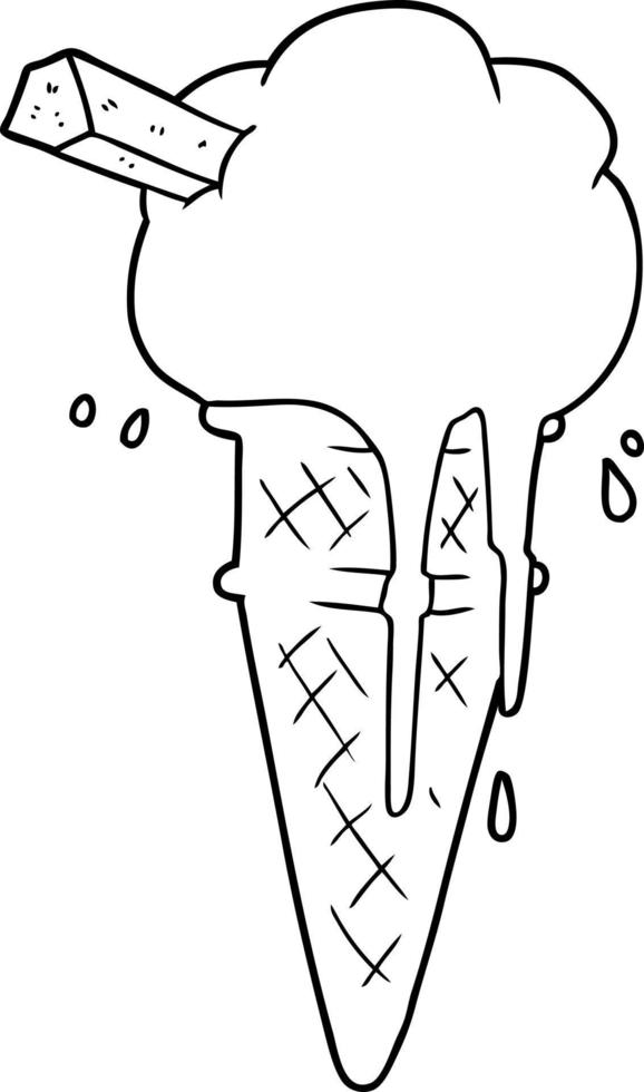 cartoon ice cream melting vector