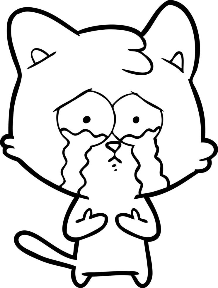 cat crying cartoon vector