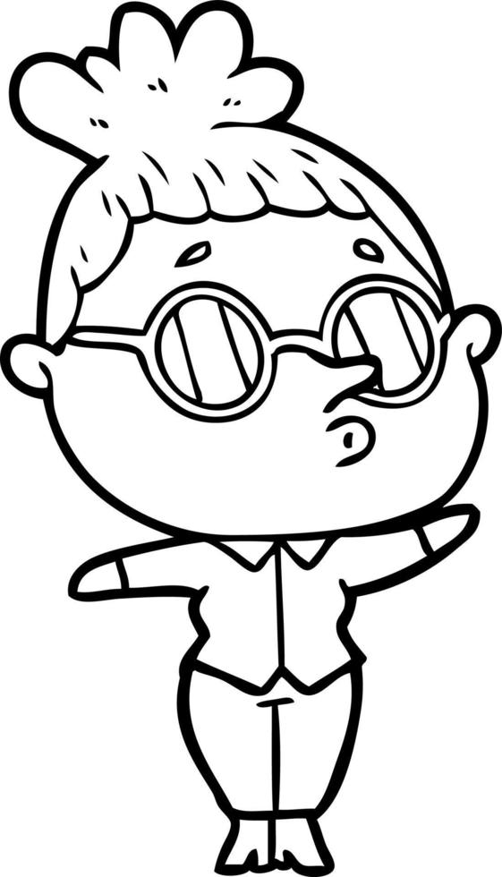 cartoon woman wearing glasses vector