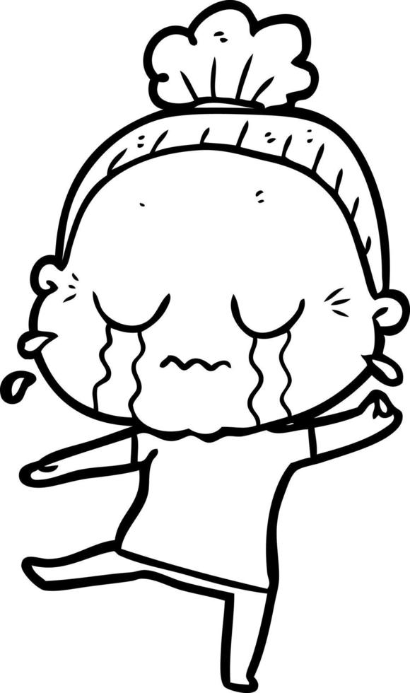 cartoon crying old lady vector