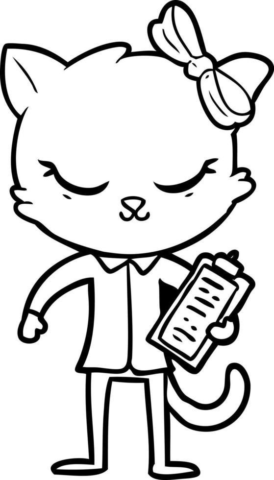 cute cartoon business cat with bow vector