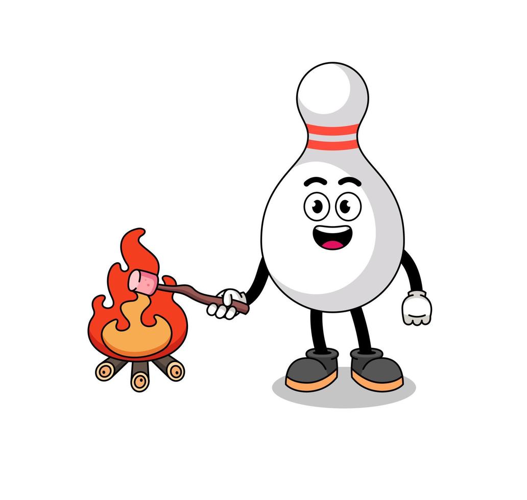 Illustration of bowling pin burning a marshmallow vector