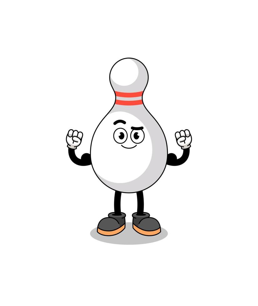 Mascot cartoon of bowling pin posing with muscle vector