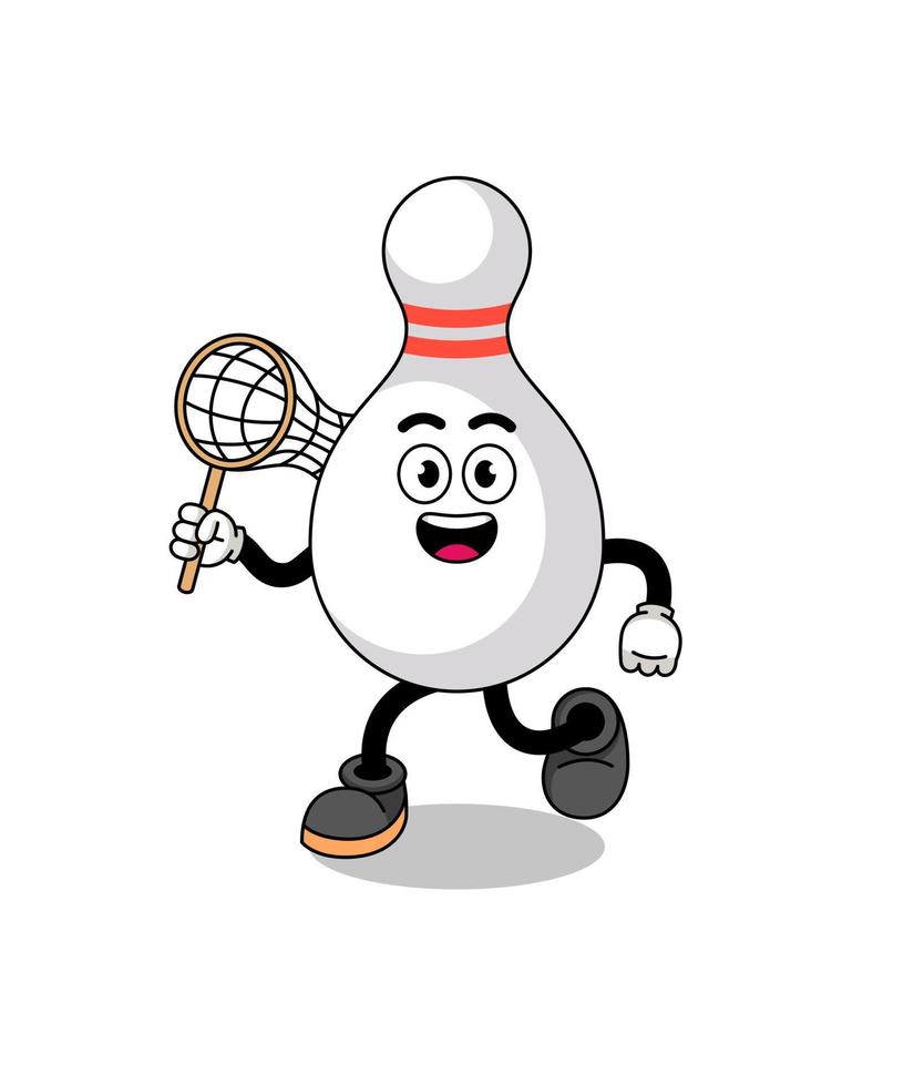 Cartoon of bowling pin catching a butterfly vector