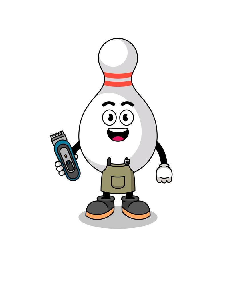 Cartoon Illustration of bowling pin as a barber man vector