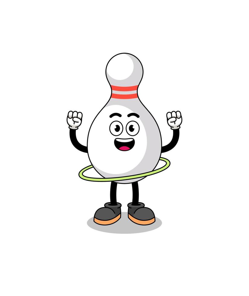 Character Illustration of bowling pin playing hula hoop vector