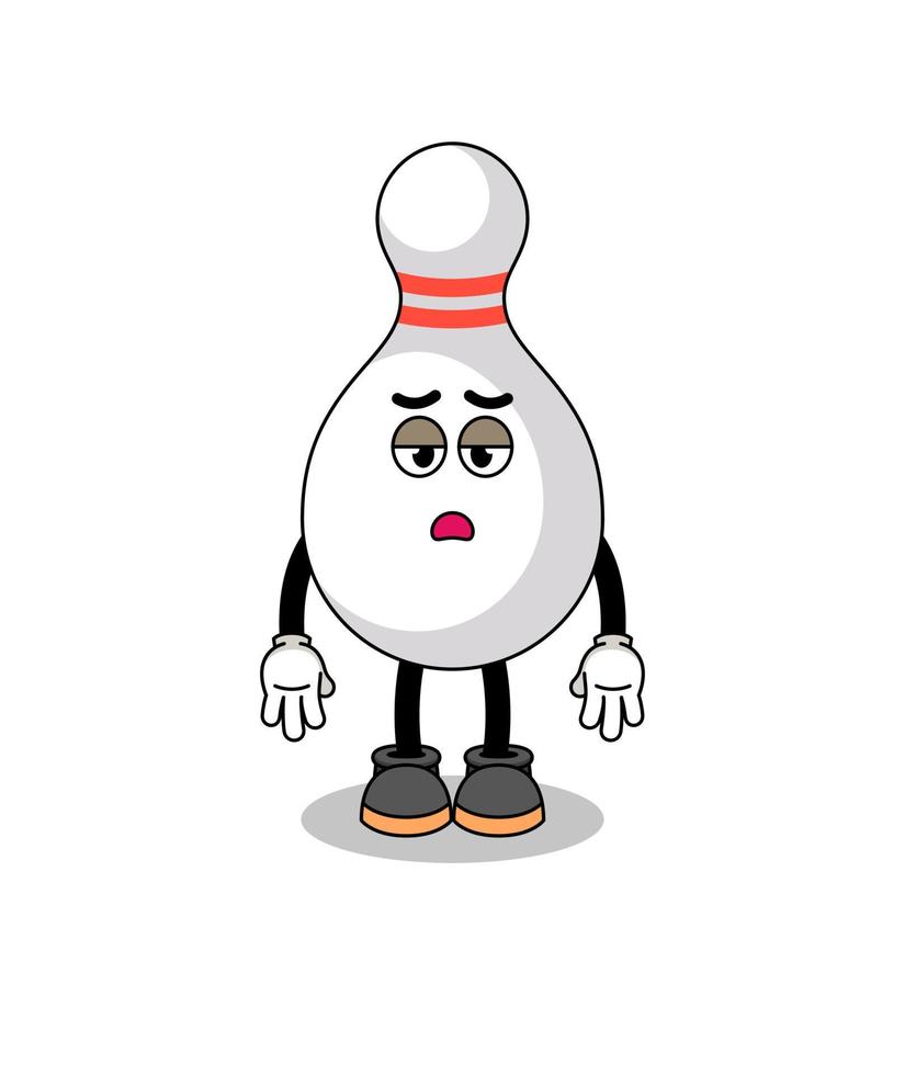 bowling pin cartoon with fatigue gesture vector