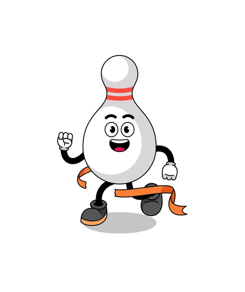 Mascot cartoon of bowling pin running on finish line vector