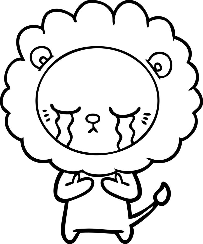 crying cartoon lion vector